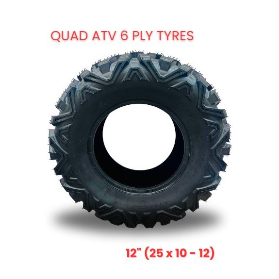 1 X QUAD ATV 6 PLY TYRES - 12" (25 x 10 - 12)