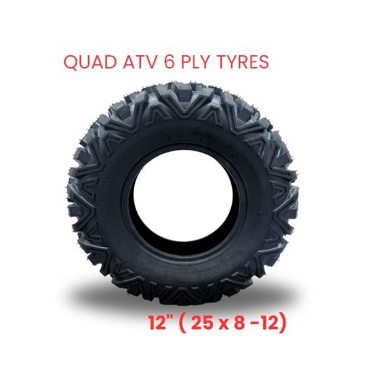 1 X QUAD ATV 6 PLY TYRES - 12" ( 25 x 8 -12)
