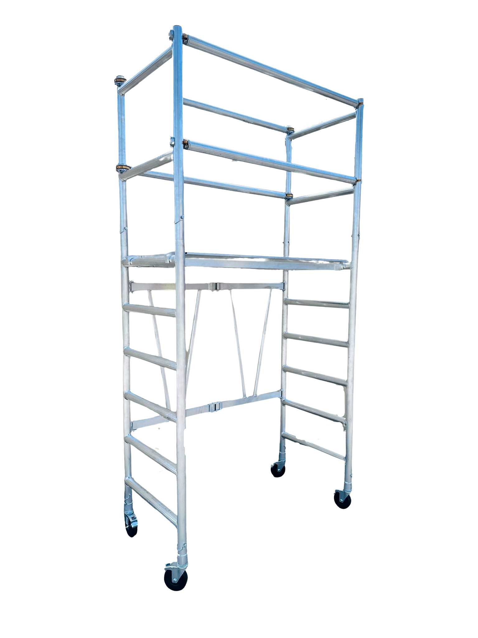 4.2m Reach Mobile Aluminium Scaffold (Base Unit + Guardrail Pack + Adjustable wheels)