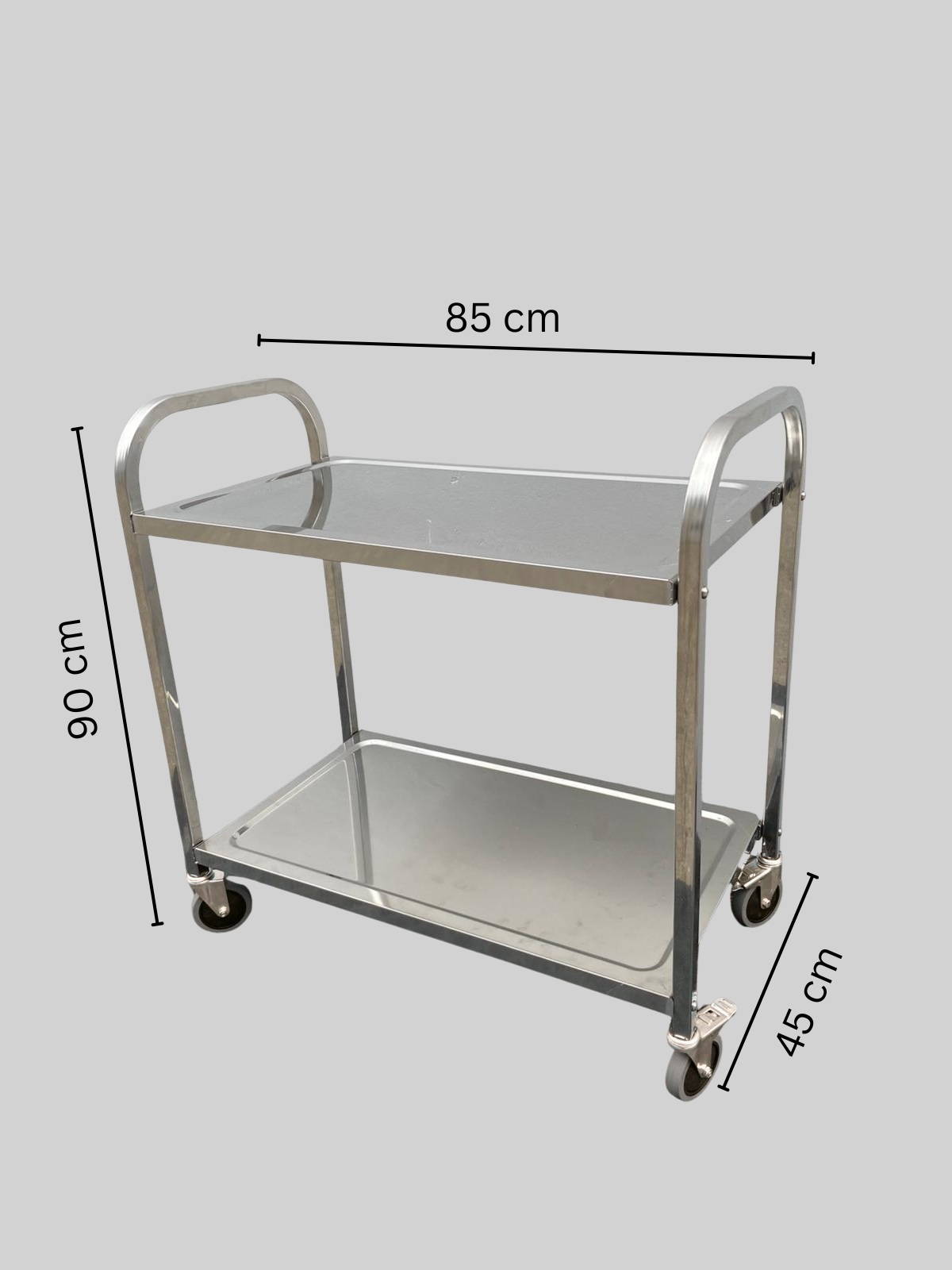 2-Tier Stainless Steel Library Kitchen Dining Food Cart Trolley