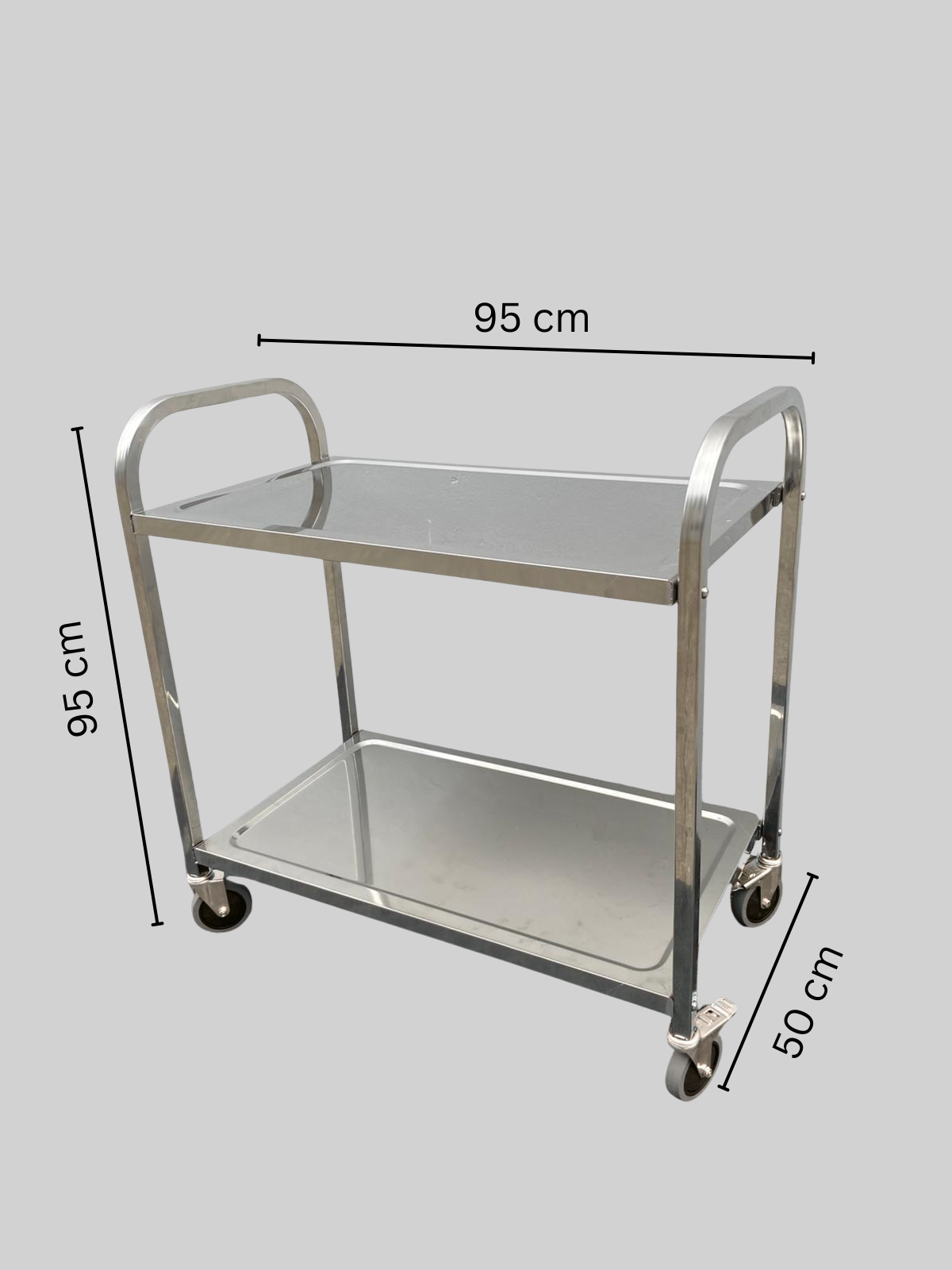 2-Tier Stainless Steel Library Kitchen Dining Food Cart Trolley