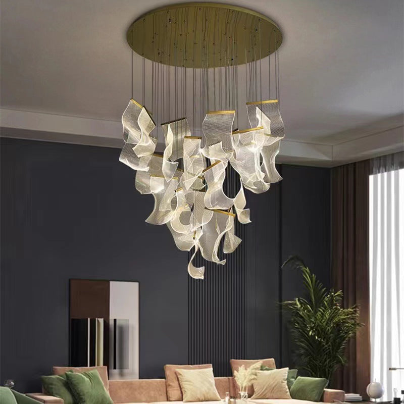 Luxury Twisted Acrylic Ribbon Chandelier Pendant Light