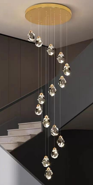 Crystal Gem / Rock Crystal Multi-Drop Chandelier Pendant Light