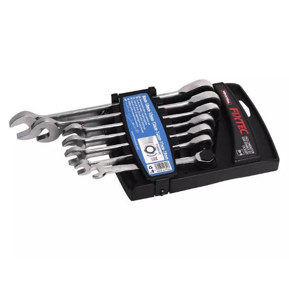 FIXTEC 7pcs Fixed Head Combination Ratchet Spanner Set