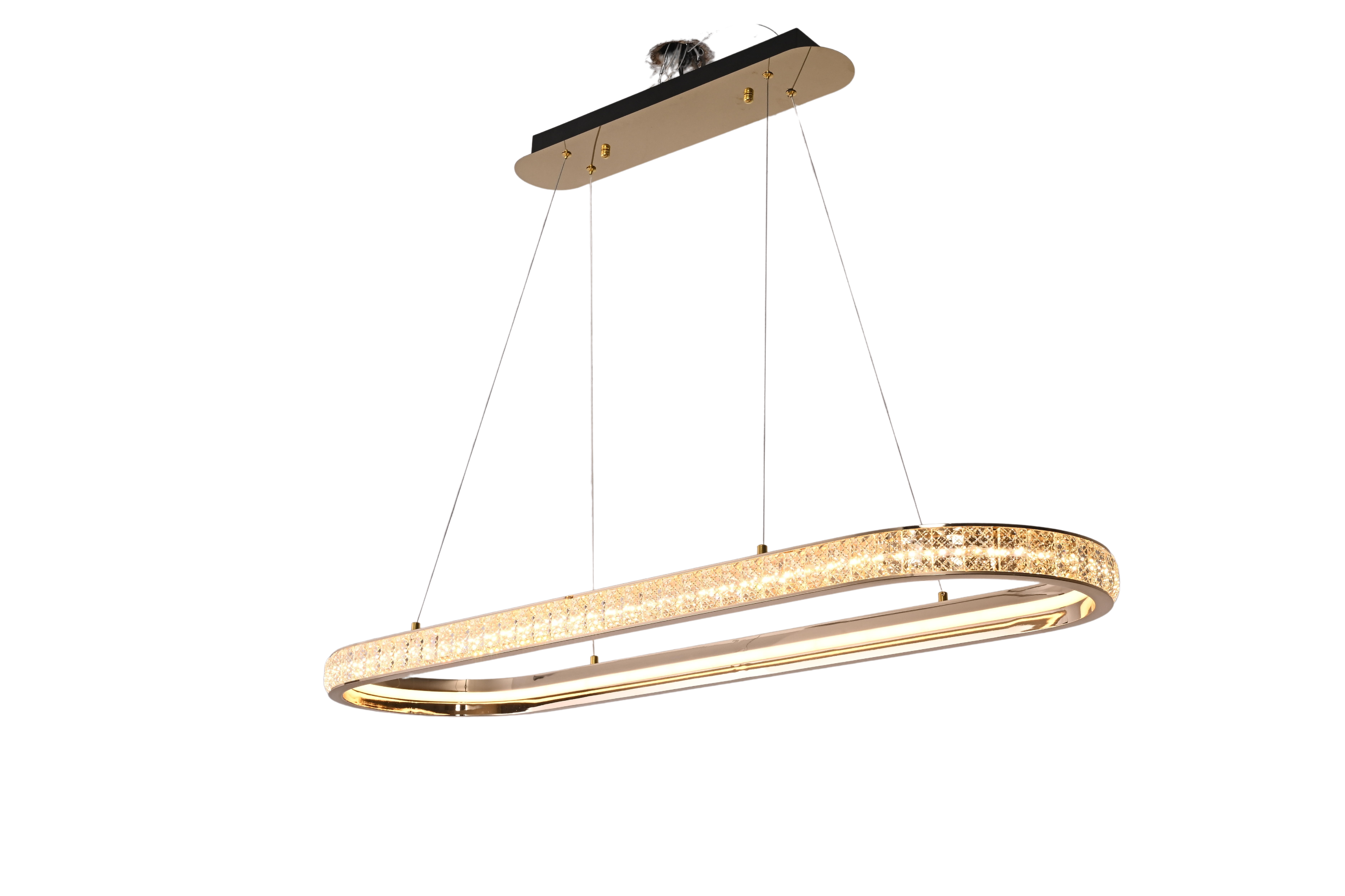 Gold Oval LED Crystal Island Pendant Light