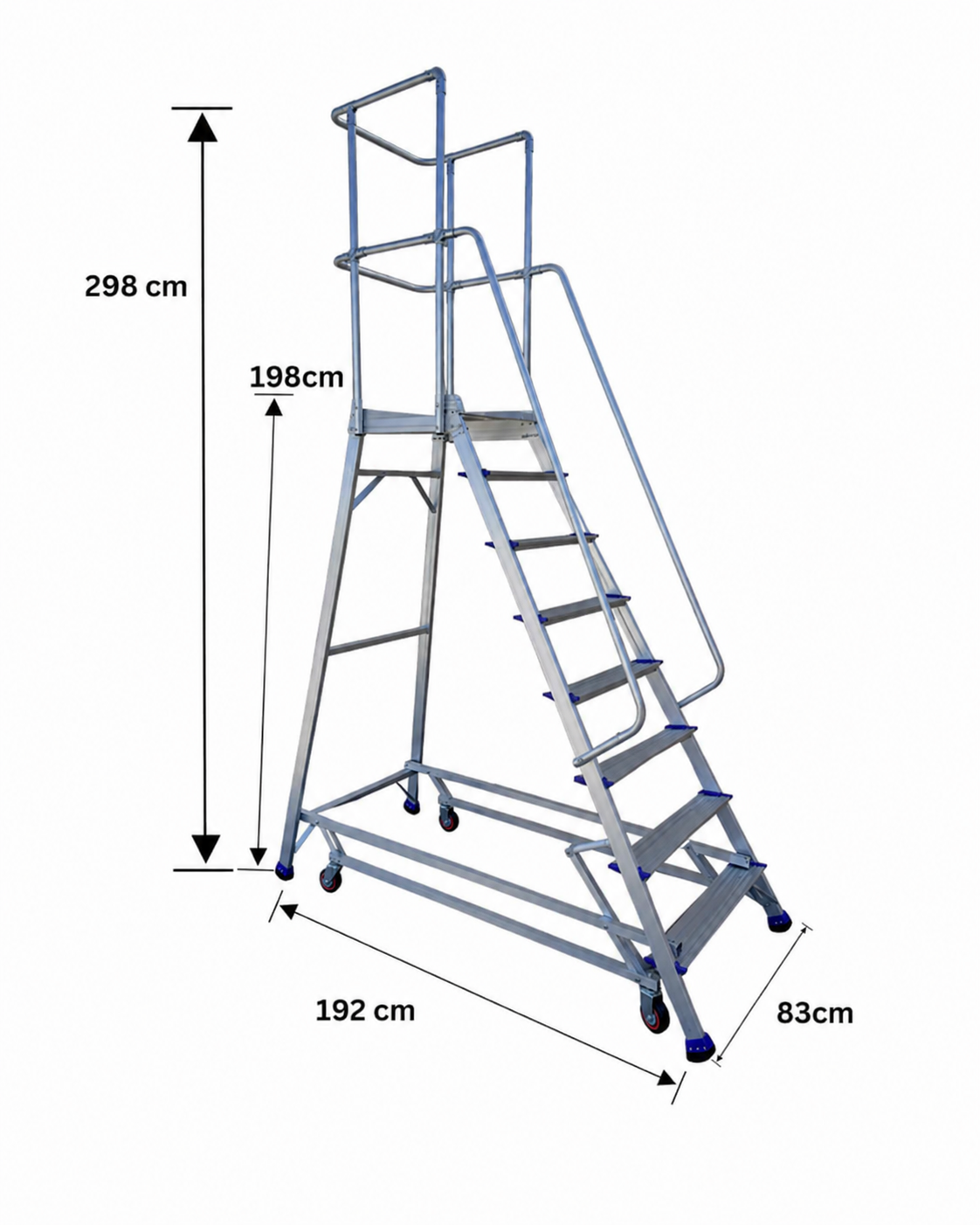 Industrial Aluminium Order Picking Ladder | 150kg Load Capacity | 1.98m Platform Height