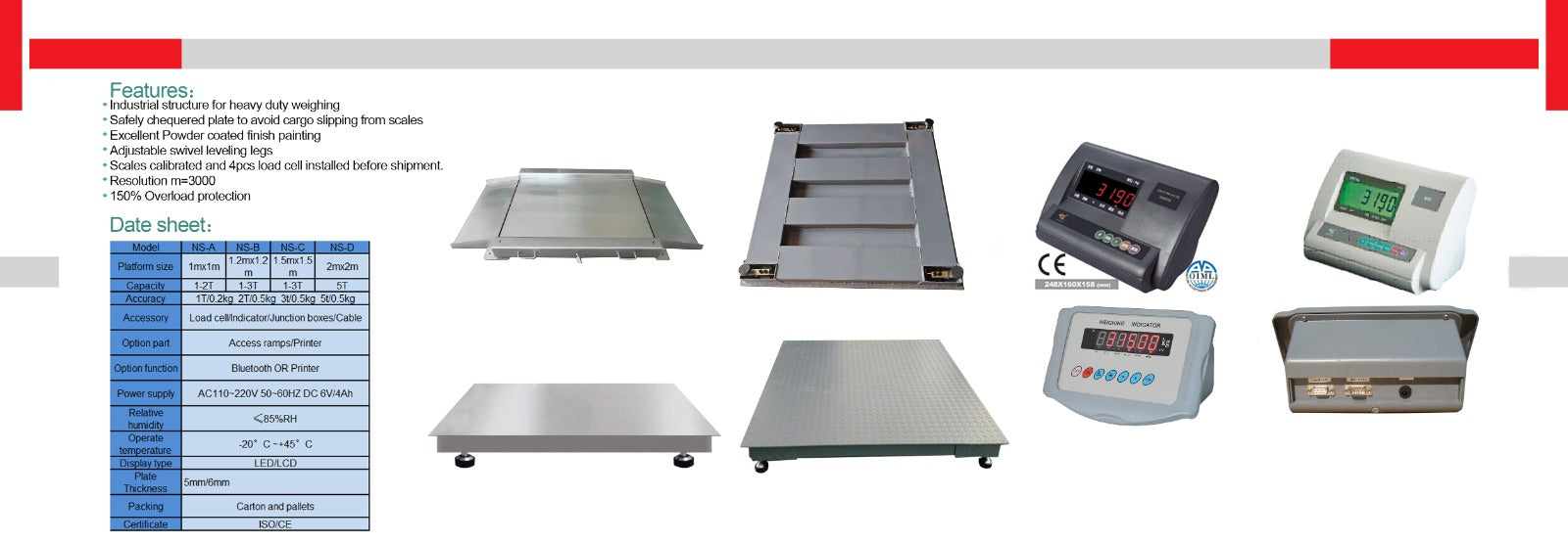 Industrial Digital Floor Scale - 5000kg (150 cm W x 150 cm L)