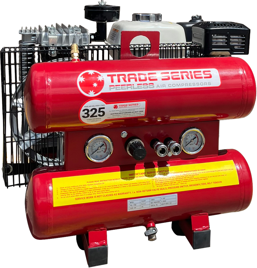 TSA20P-TT Petrol Air Compressor: Belt Drive, Honda GX200, 325LPM