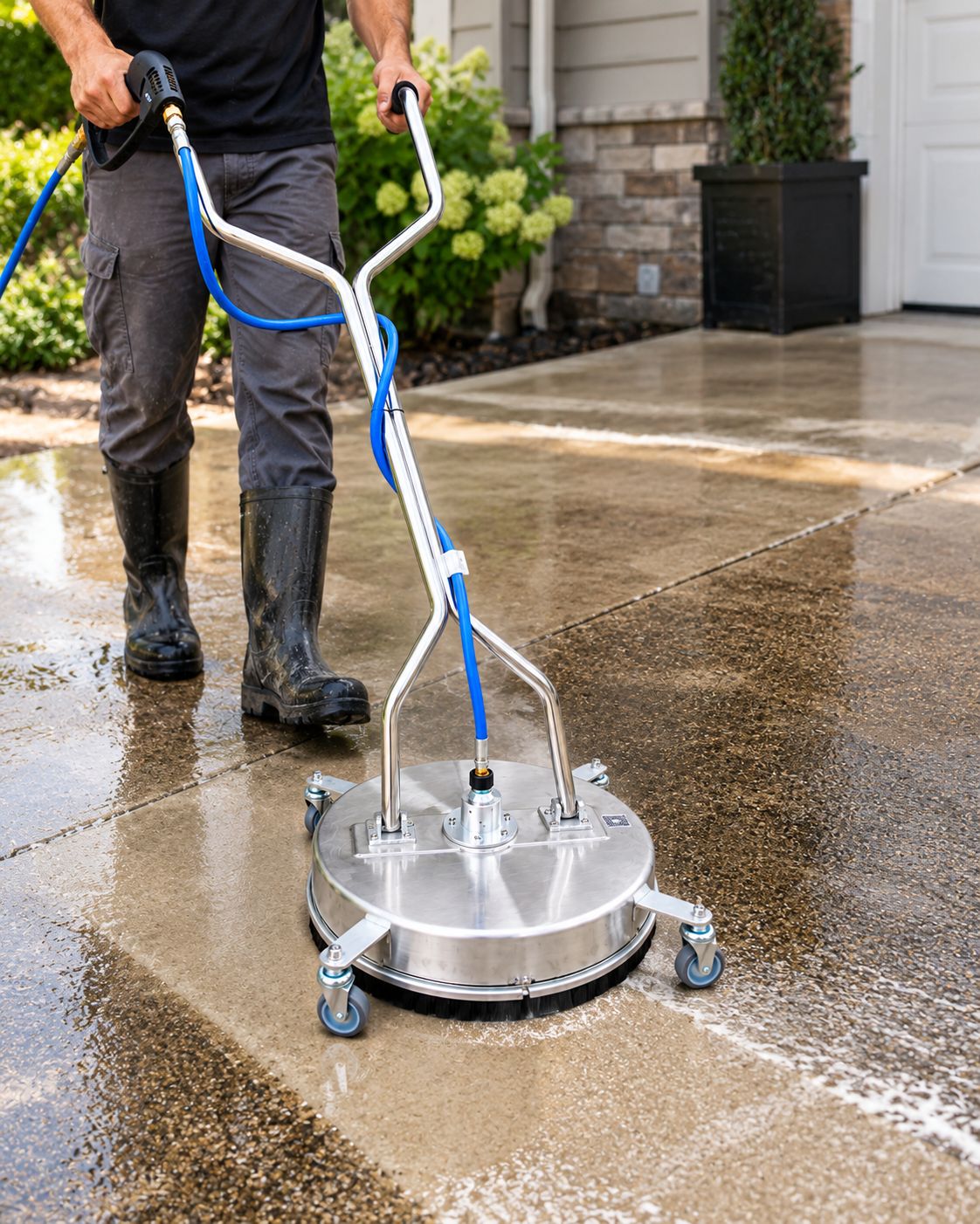 20 inch Stainless Steel Surface Cleaner Dual Nozzle Pressure Washer Attachment - 4500 PSI