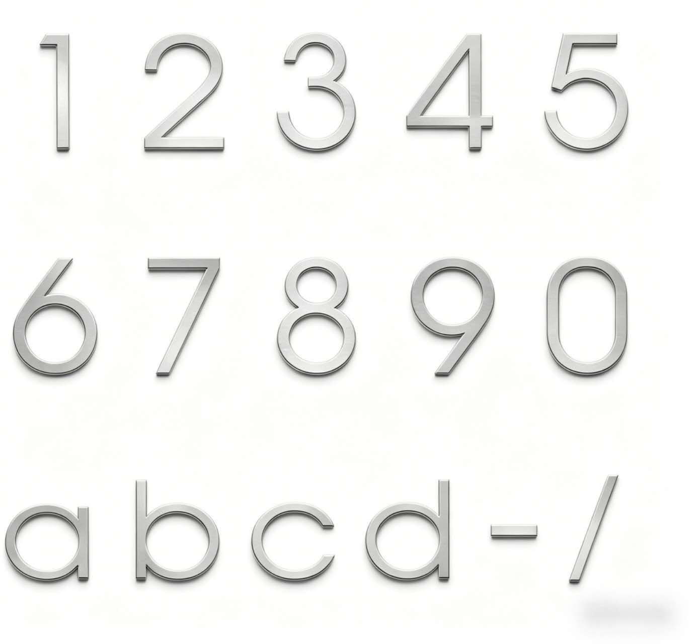 Stick on House Numbers - Stainless Steel Brushed Finish