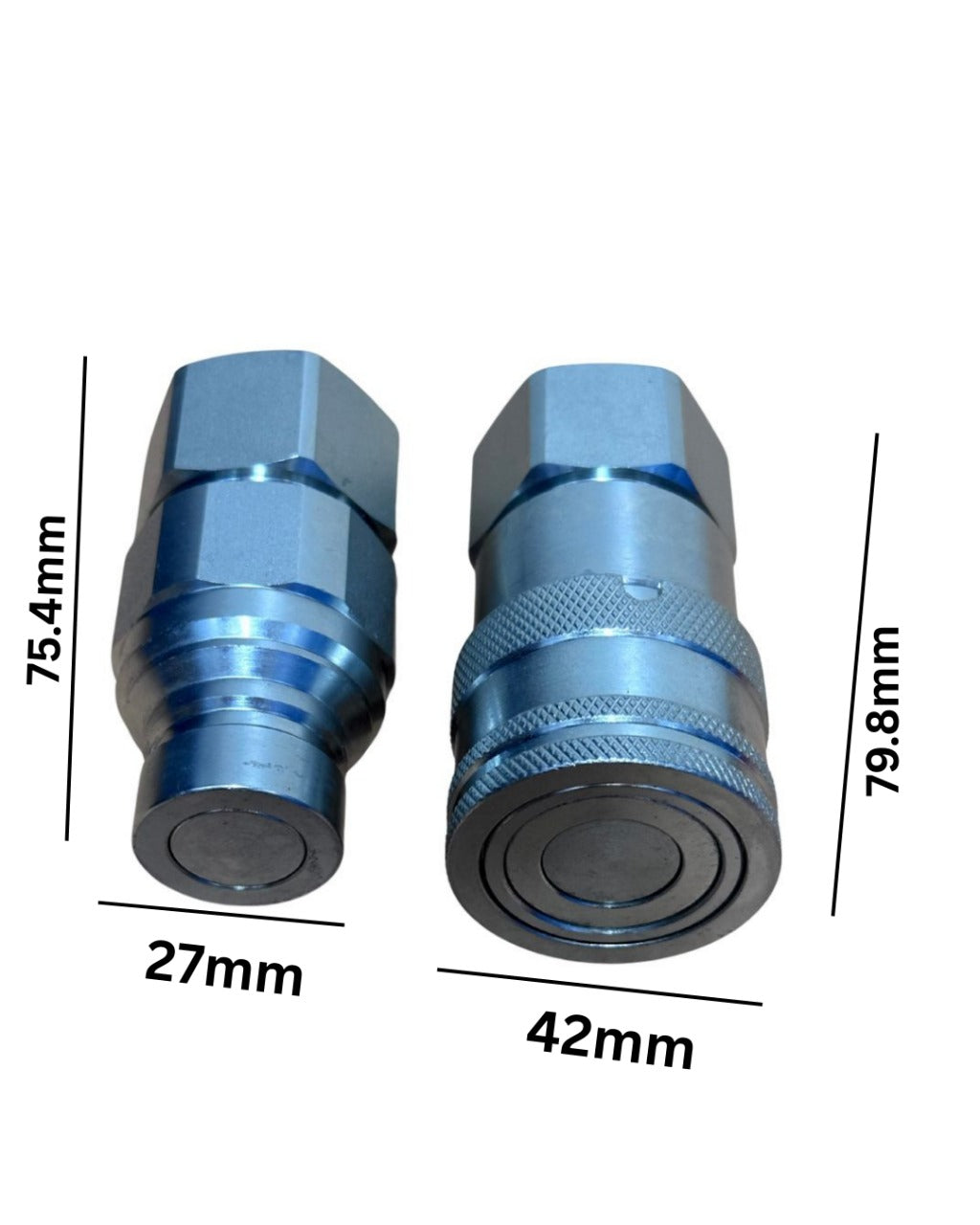 Stucchi-Style 3/4" BSP Hydraulic Flat Face Coupler Set for Excavator & Bobcat (ISO16028)