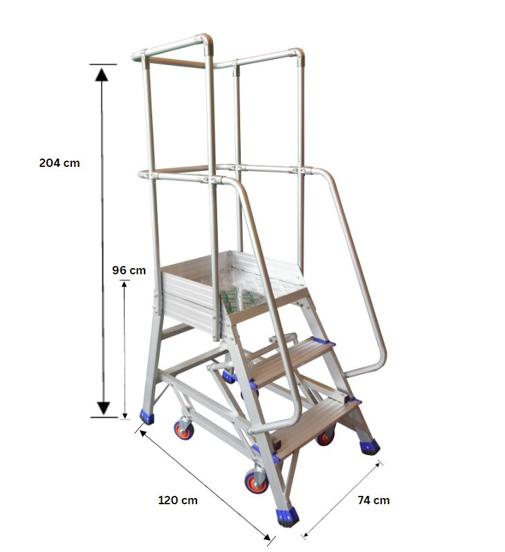 0.96M Industrial Order Picking Ladder (3m reach height)