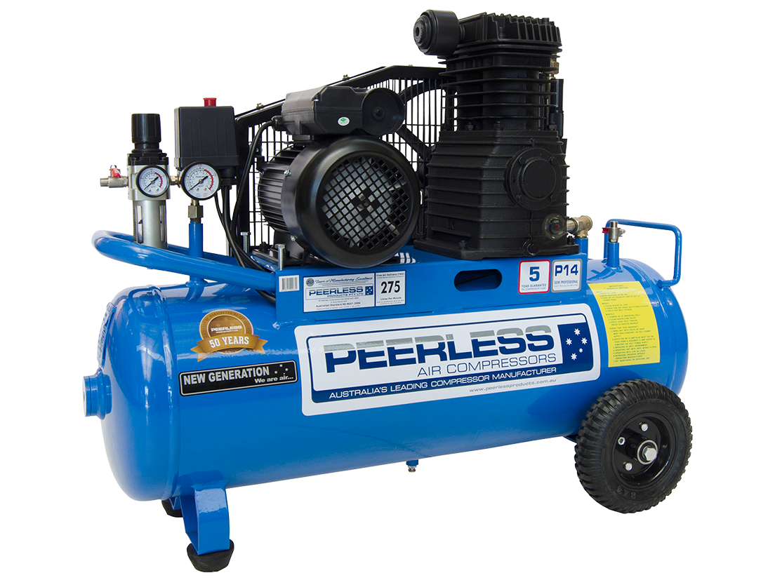 P14 Single Phase Air Compressor: Belt Drive, 10Amp, 2.75HP, 275LPM