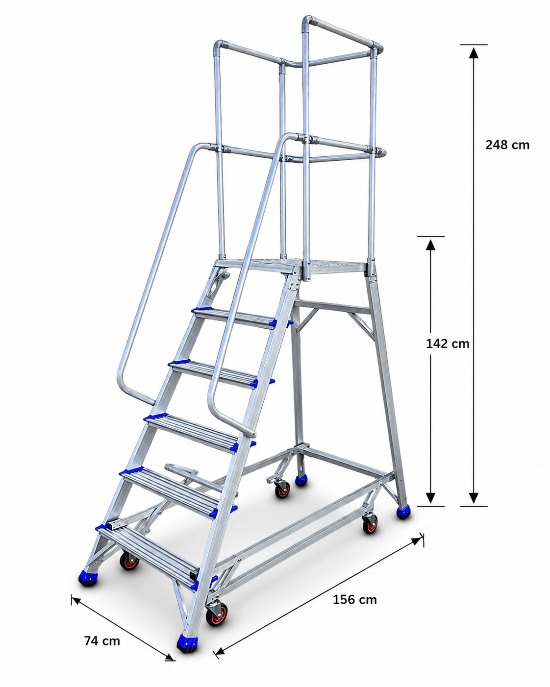 1.4m Industrial Order Picking Ladder | 150kg Load Capacity