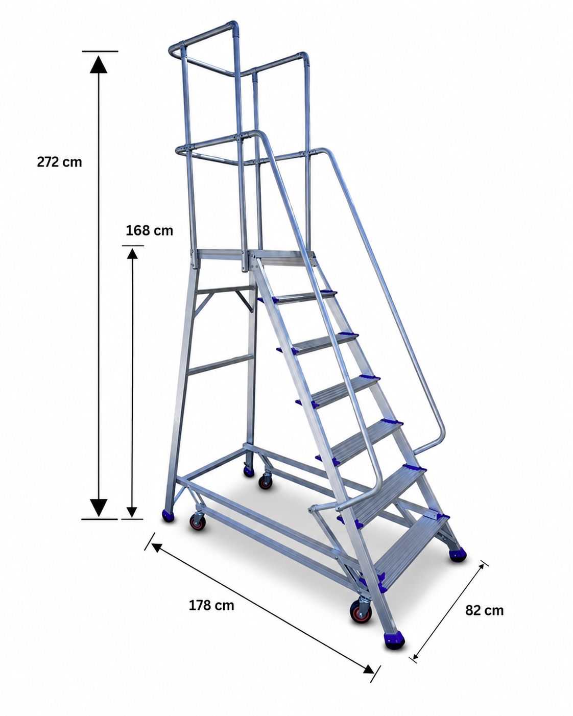 1.68m Industrial Order Picking Ladder | 150kg Load Capacity | 3.7m reach height