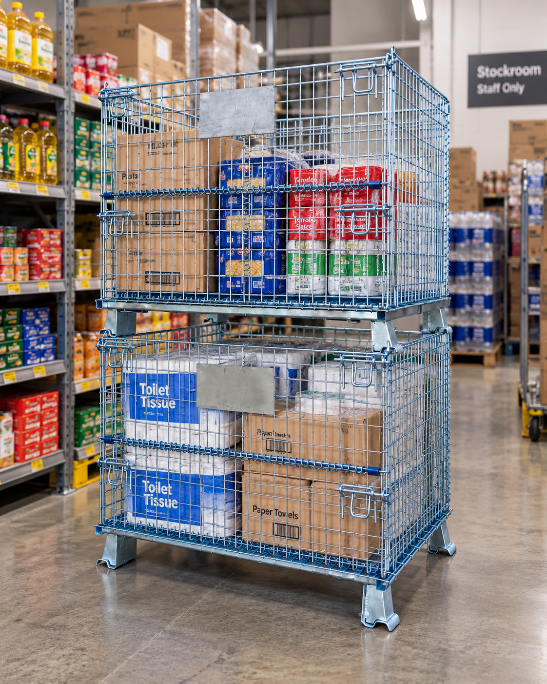 Collapsible Foldable Stackable Wire Mesh Storage Cage 1-Tonne