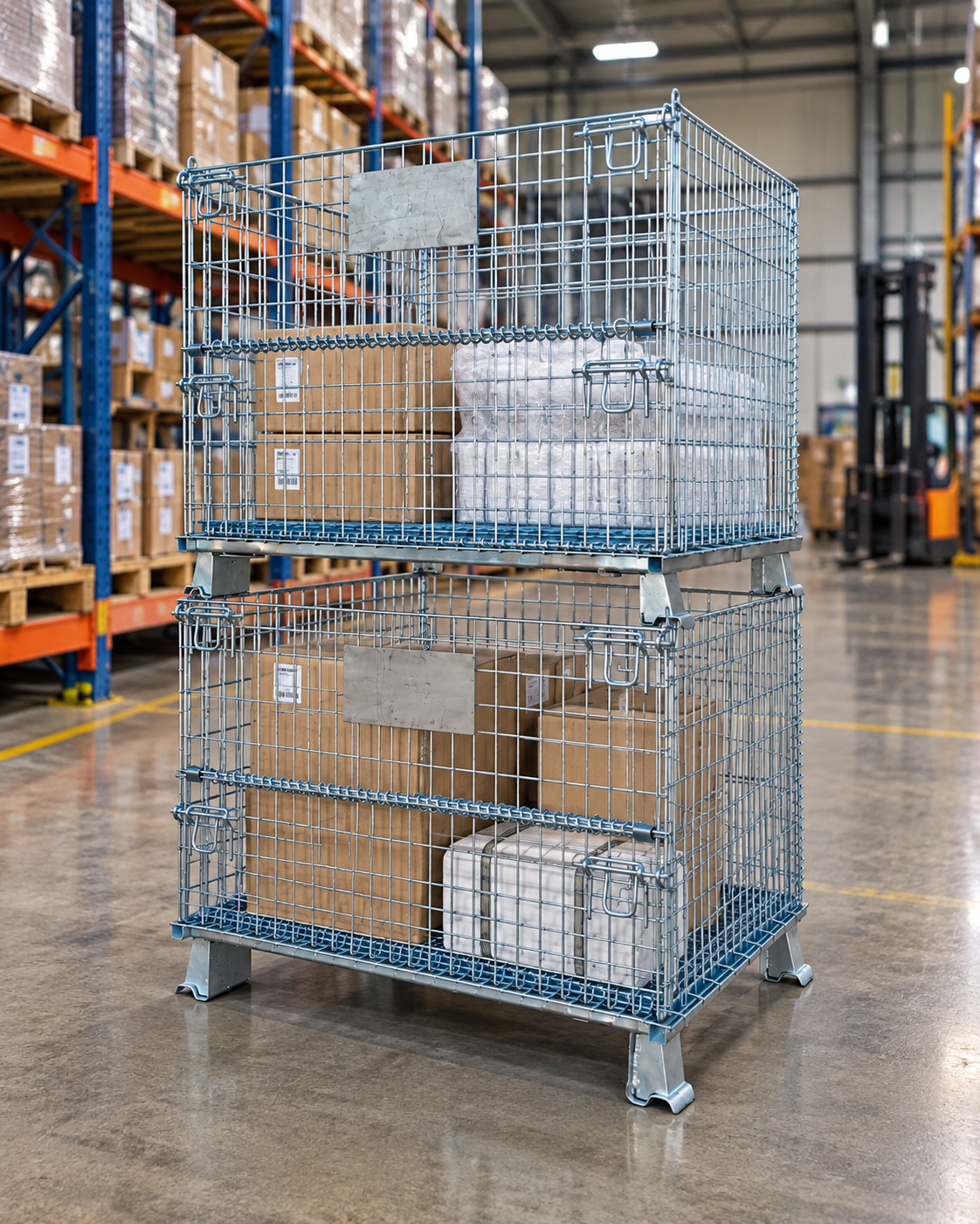 Collapsible Foldable Stackable Wire Mesh Storage Cage 1-Tonne