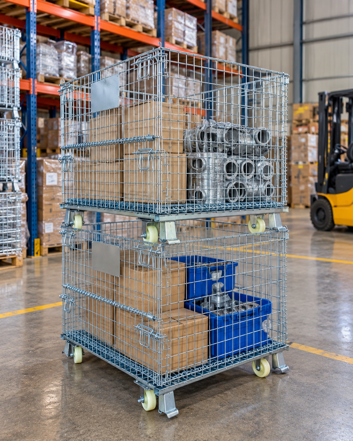 Collapsible Foldable Stackable Wire Mesh Storage Cage 1-Tonne