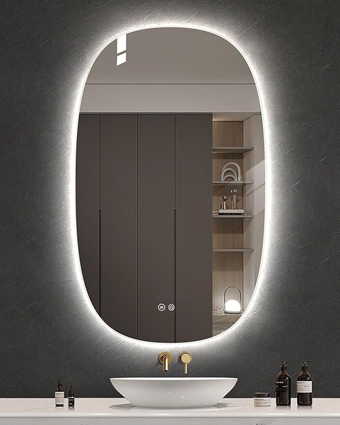 Oval Frameless LED Mirror with Touch Control and Antifog