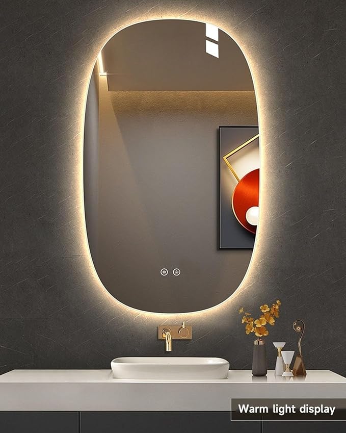 Oval Frameless LED Mirror with Touch Control and Antifog