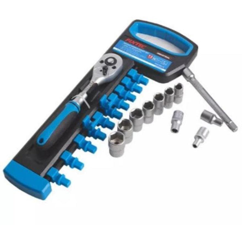 FIXTEC 12pcs Ratchet 3/8" Drive With Socket Set