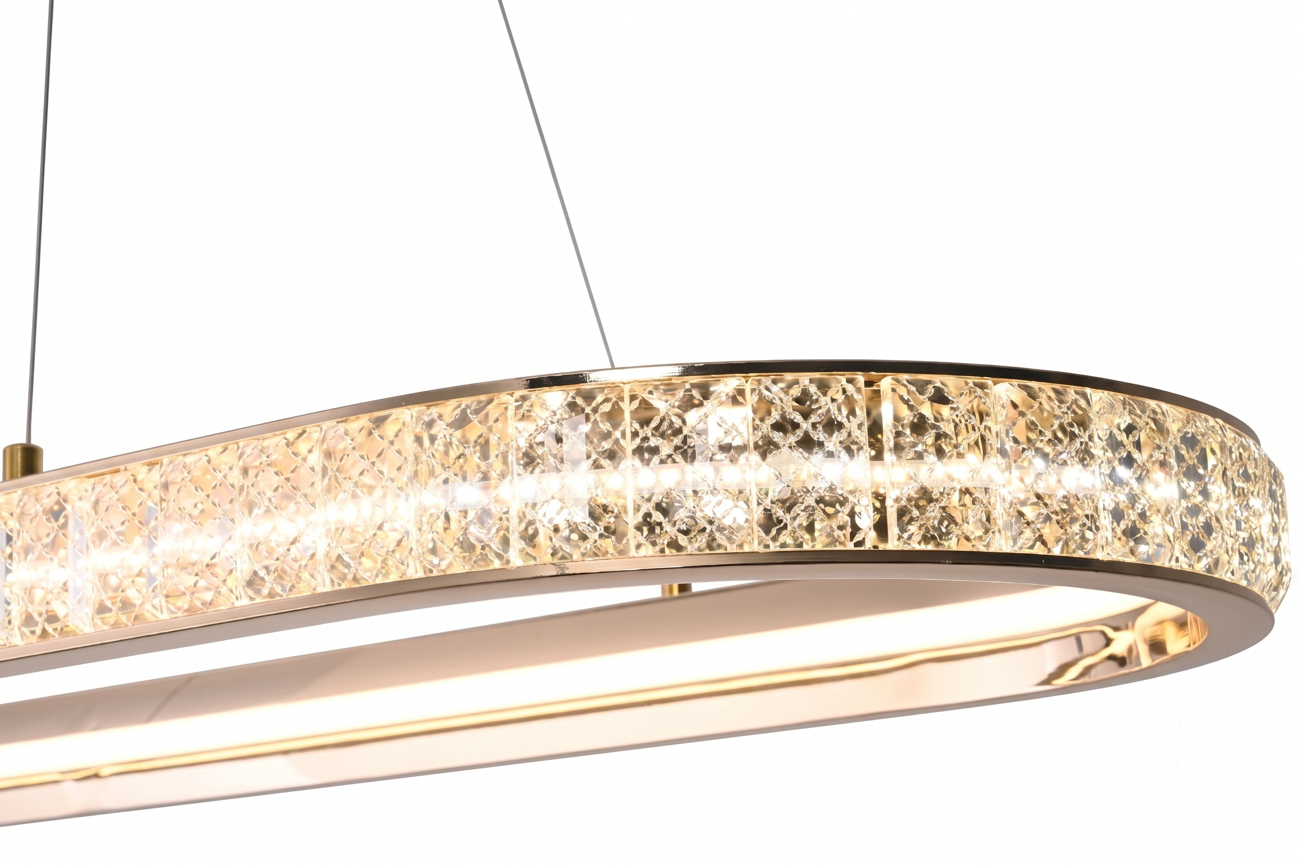 Gold Oval LED Crystal Island Pendant Light