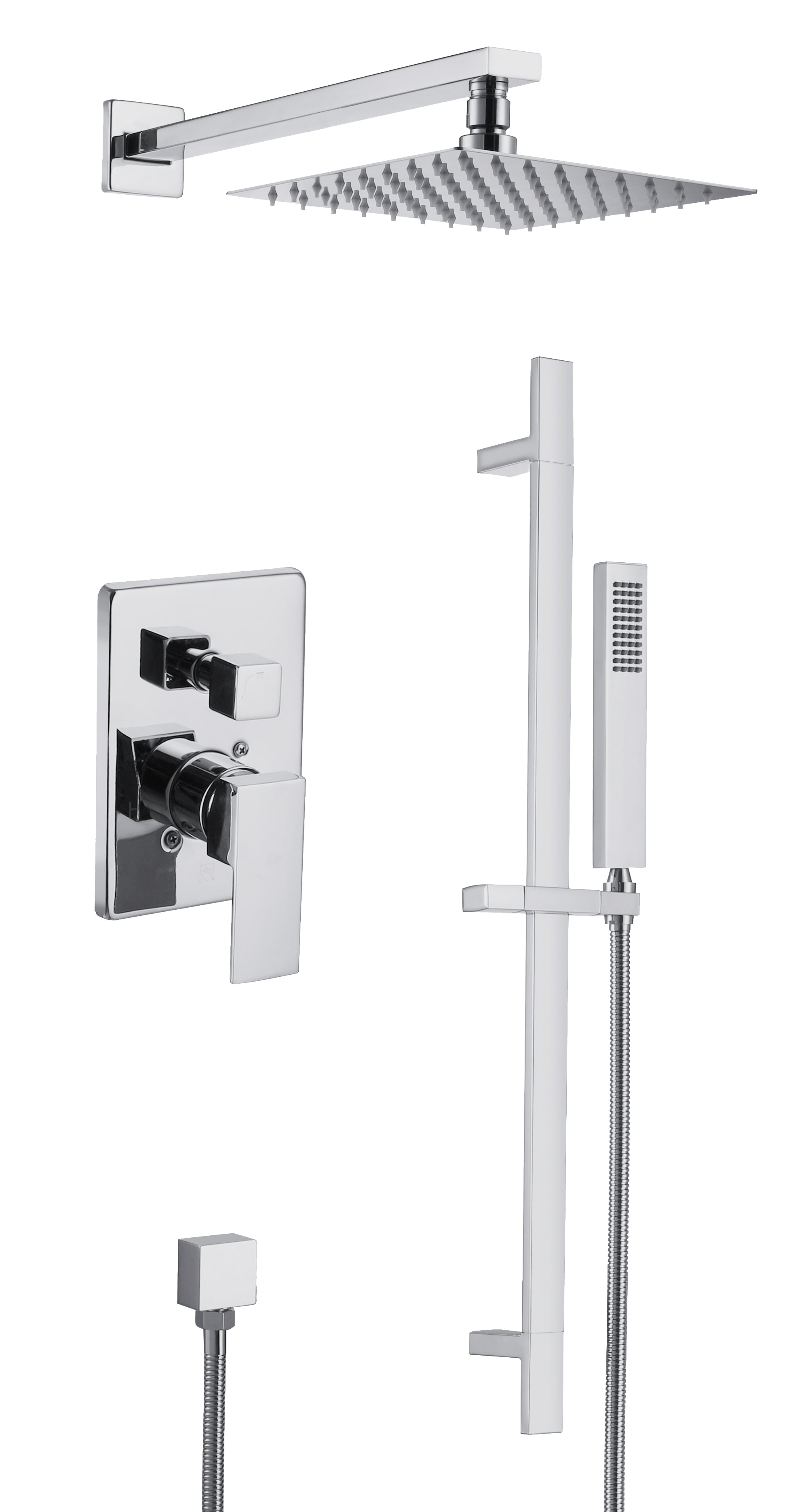 Fossa Mason Twin Shower Set with Diverter Mixer – Rain Shower & Hand Shower