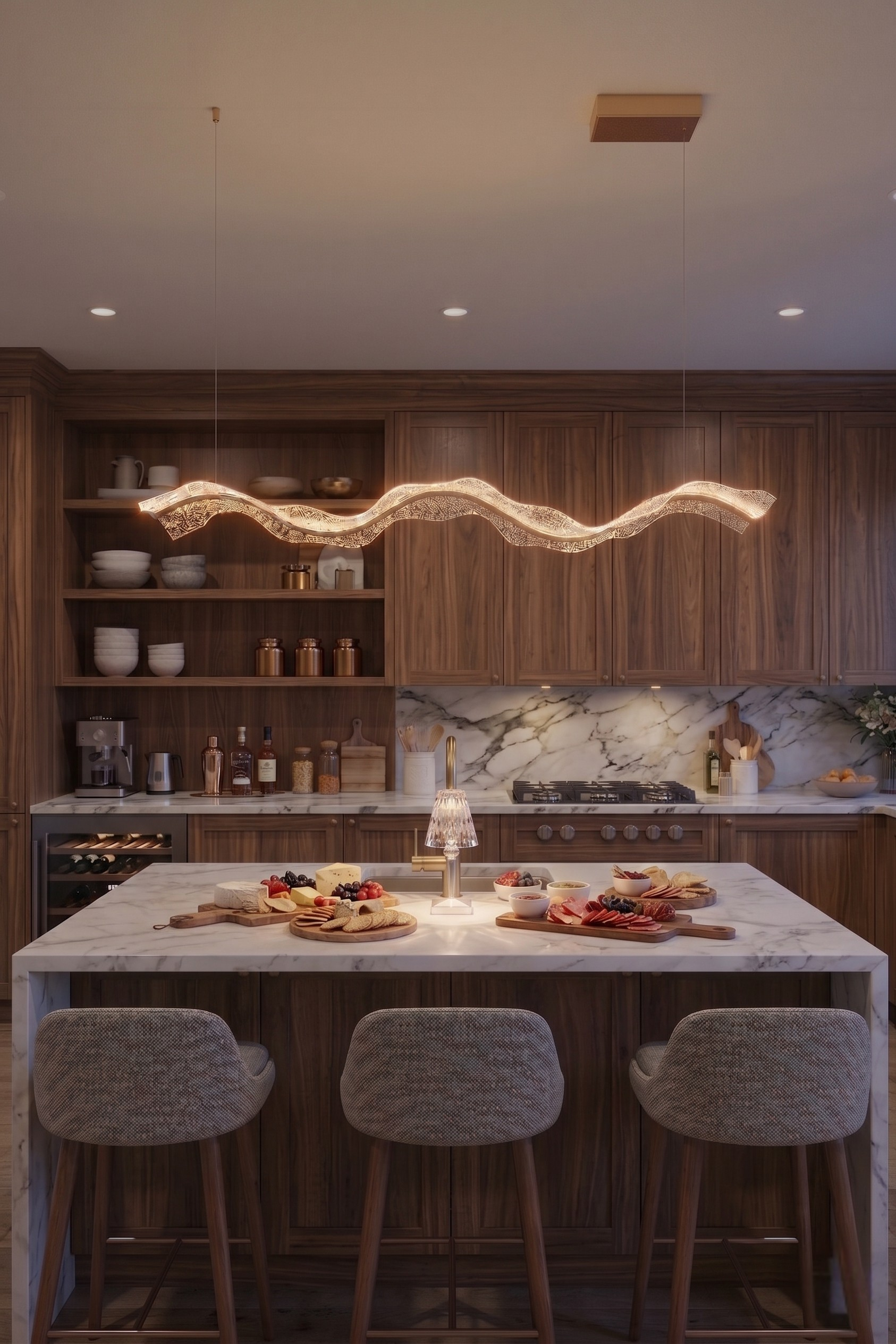 Wave Ribbon Acrylic Chandelier Pendant Light