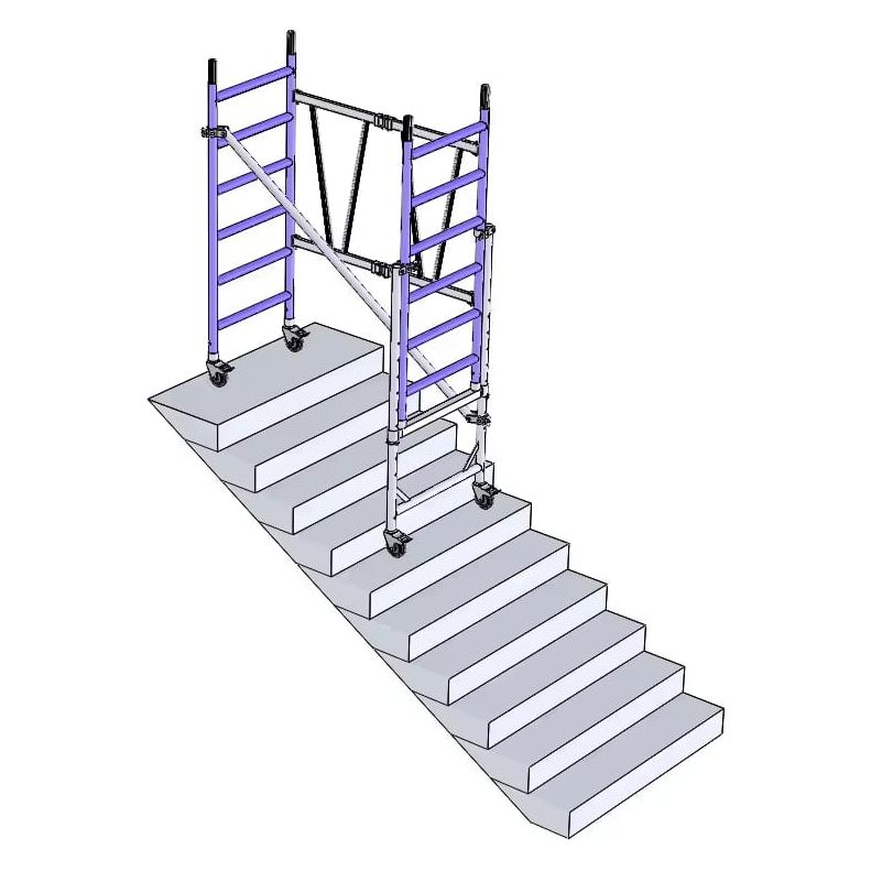 5.5m Reach Mobile Aluminium Scaffold (Base Unit + Extension Pack + Guardrail Pack+ Stairs pack)
